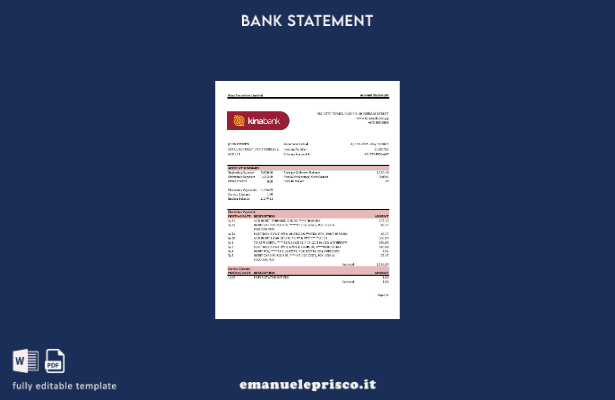 modello Excel di estratto conto bancario Papua Nuova Guinea Kina Securities Limi